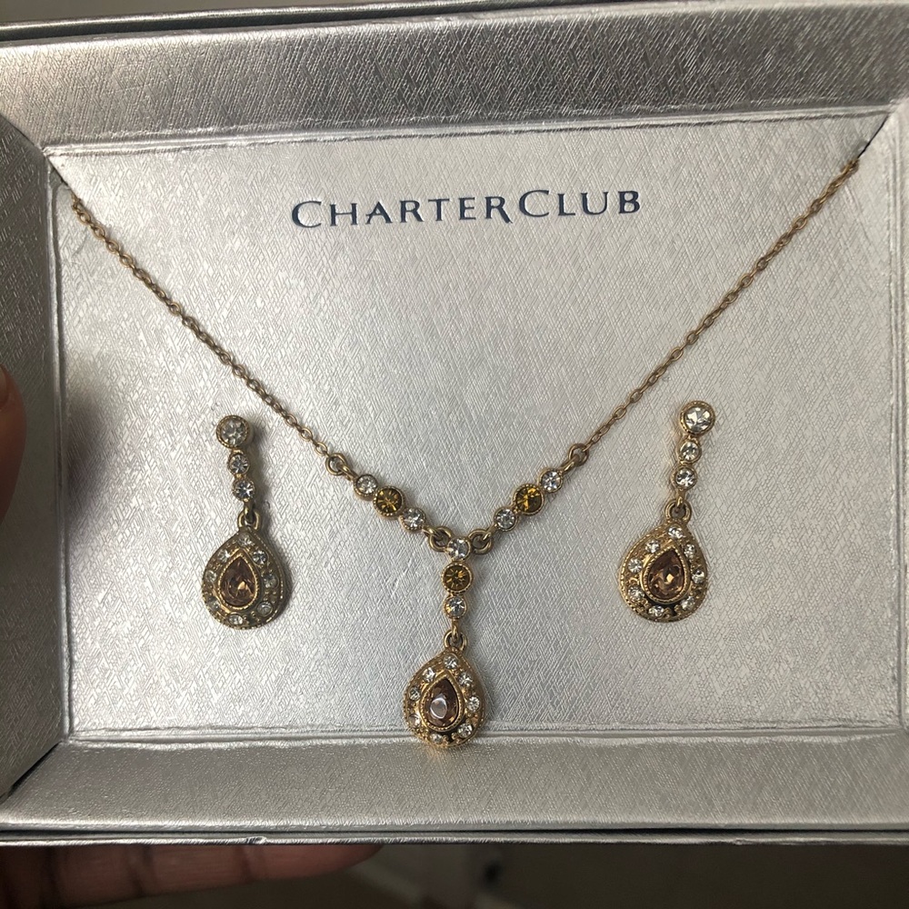 💥 Topaz & Crystal Earrings & Necklace